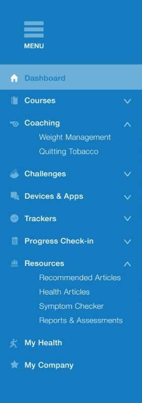 New navigation: a blue panel with icons, larger labels and collapsible groups
