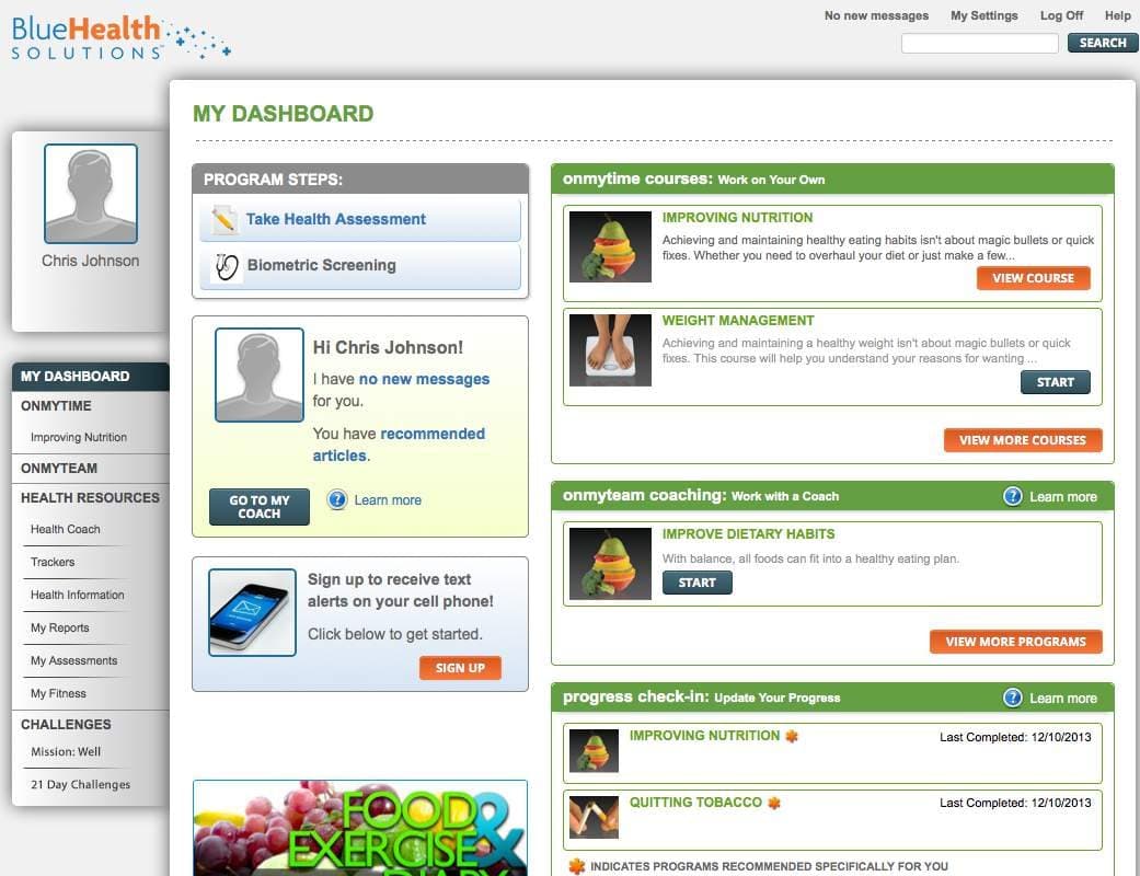 The member dashboard before the redesign, crowded with text links and competing buttons