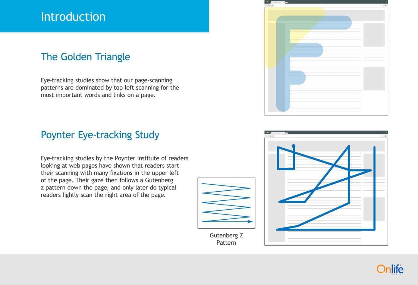 Research report page on the golden triangle and the Gutenberg Z reading pattern